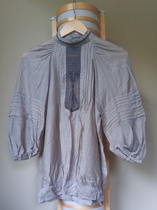 Zara Tops - P19 L25" Zara Puff sleeves Silk Blend Embroidery Hi neck Top - oversized
